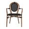 Merrick Lane Mael Set of Two Stacking Thonet Bistro Style Chair with Arms, Textilene Seat, and Bamboo Finished Metal Frame for Indoor/Outdoor Use